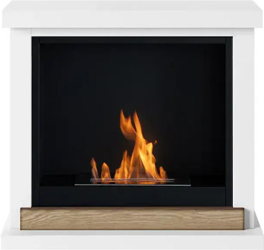 Tagu Indoor Wall Mounted Bioethanol Fireplace White 75x24.5x67.6cm
