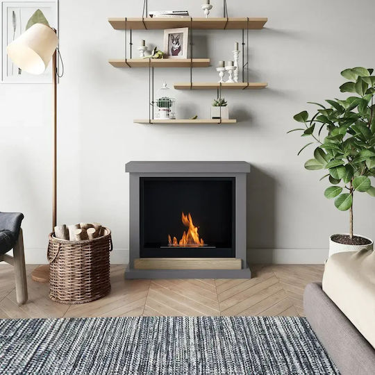 Tagu Indoor Wall Mounted Bioethanol Fireplace Gray 75x24.5x67.6cm