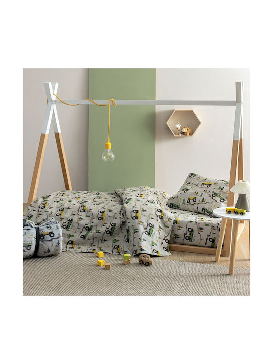 Palamaiki Set Kids Duvet Cover Single with Pillowcase Cotton White 160x240cm