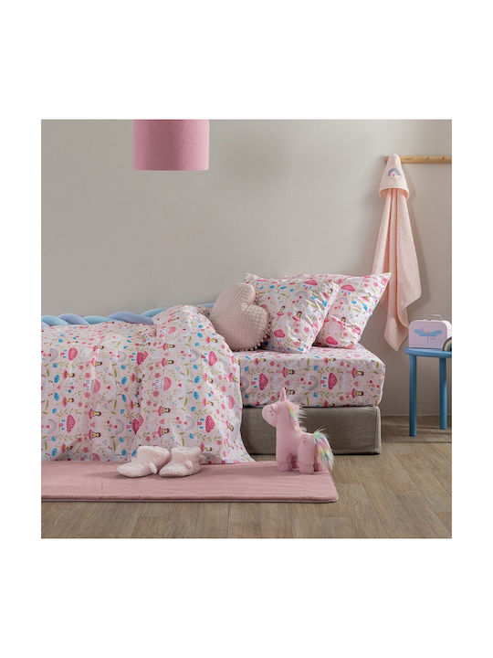 Palamaiki My Kingdom Set Kids Duvet Cover Single with Pillowcase Cotton Pink 160x240cm