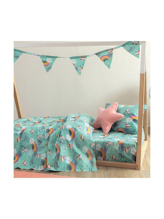 Palamaiki My Kingdom Set Kids Duvet Cover Single with Pillowcase Cotton Green 160x240cm