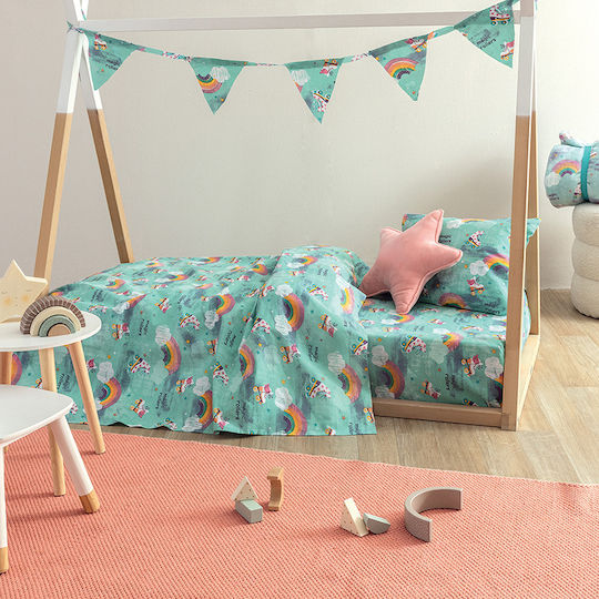 Palamaiki My Kingdom Set Kids Duvet Cover Single with Pillowcase Cotton Green 160x240cm
