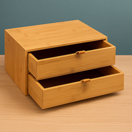 Atmosphera Wooden Desktop Drawer 2 Positions 14.5x20x25cm Beige