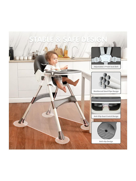 Klappbarer Baby Hochstuhl 4 in 1 Grau