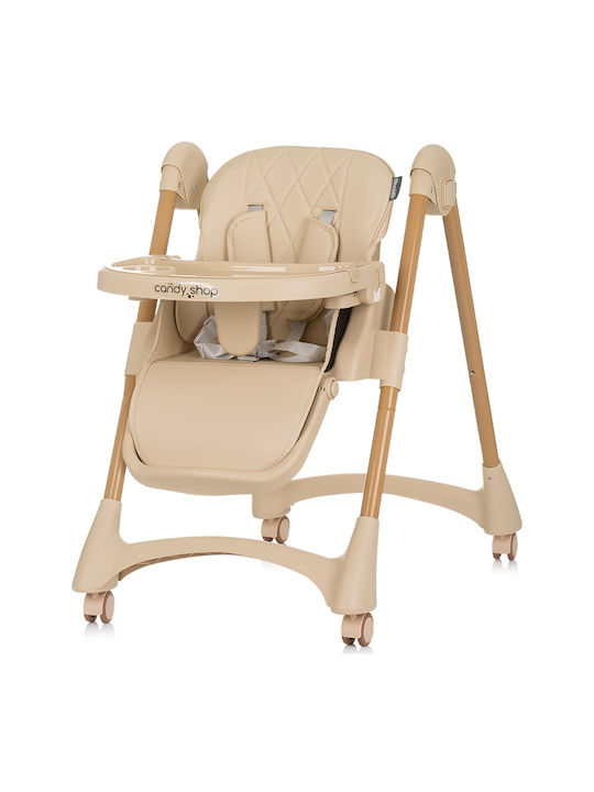 Chipolino Foldable Highchair with Metal Frame & Leatherette Seat Macadamia