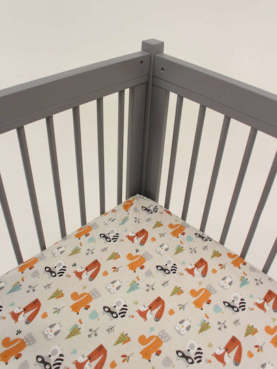 Hanah Home Babybett Grau mit Matratze 68x127cm