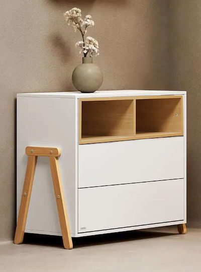Dulap cu Sertare pentru Bebeluși cu 2 Sertare Albă 98x50x86cm