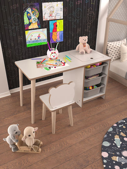 Kinderschreibtisch aus Melamin Weiß 90x42x50cm
