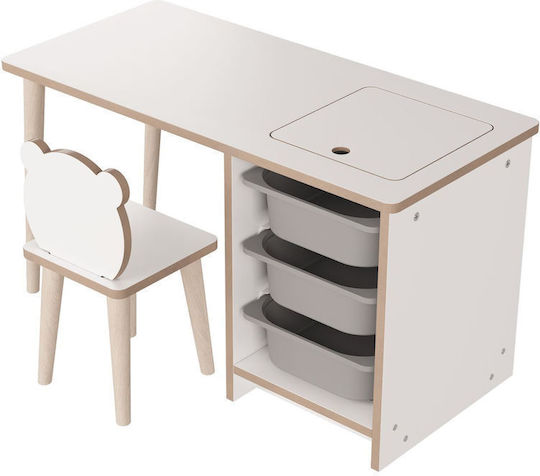 Kinderschreibtisch aus Melamin Weiß 90x42x50cm