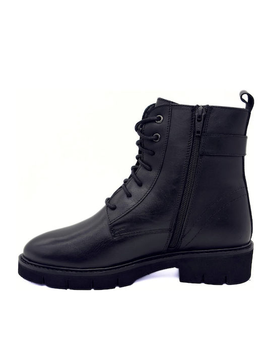 Leder Stiefeletten Damen Schwarz
