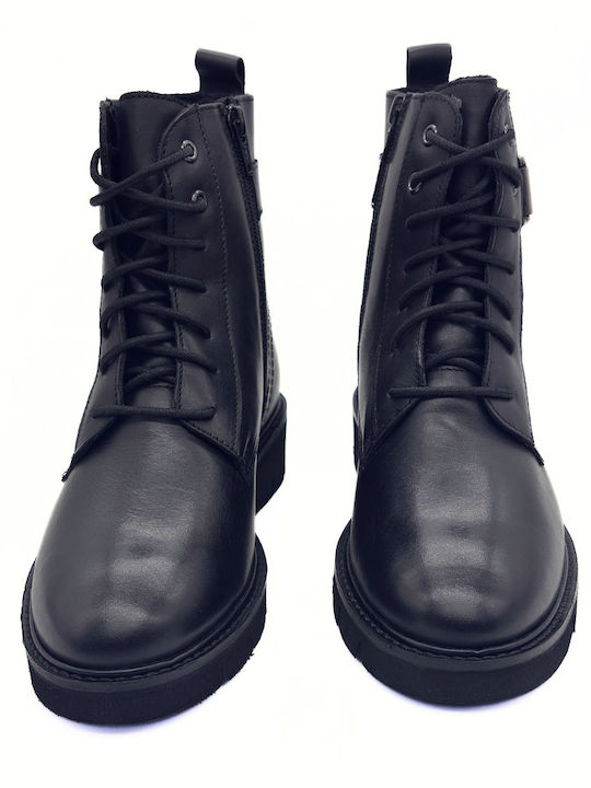 Leder Stiefeletten Damen Schwarz