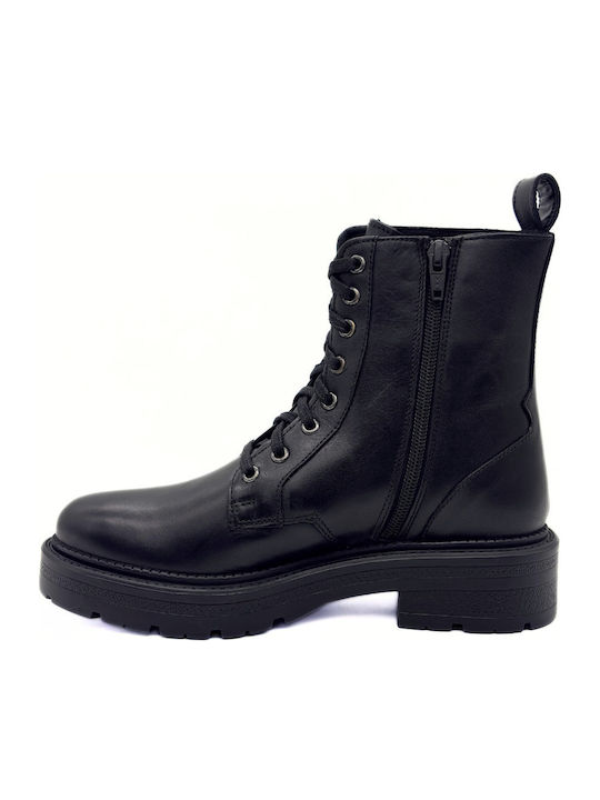 Leder Stiefeletten Damen Schwarz