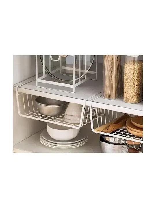 SDS Kitchen Organizer Racks Metallic in White Colour 26x40.5x13.5cm
