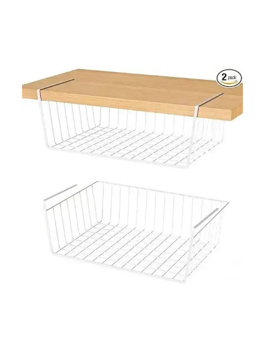 SDS Kitchen Organizer Racks Metallic in White Colour 26x40.5x13.5cm