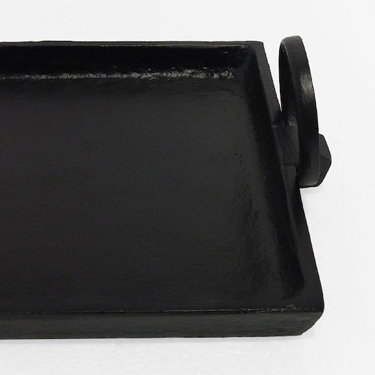 InTheBox Metal Rectangular Serving Tray with Handles in Black Color 50x19x3cm 028998 1pcs