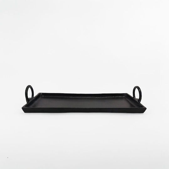 InTheBox Metal Rectangular Serving Tray with Handles in Black Color 50x19x3cm 028998 1pcs