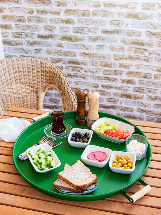 Hermia Metal Round Serving Tray in Green Color 37x37cm 289ALV1108 2pcs