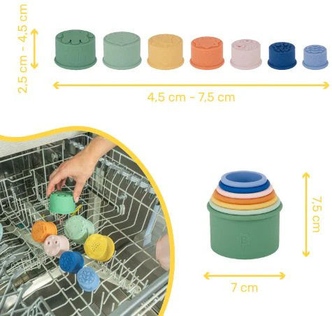 Badabulle Set of 7 Stackable Baby Bath Toys