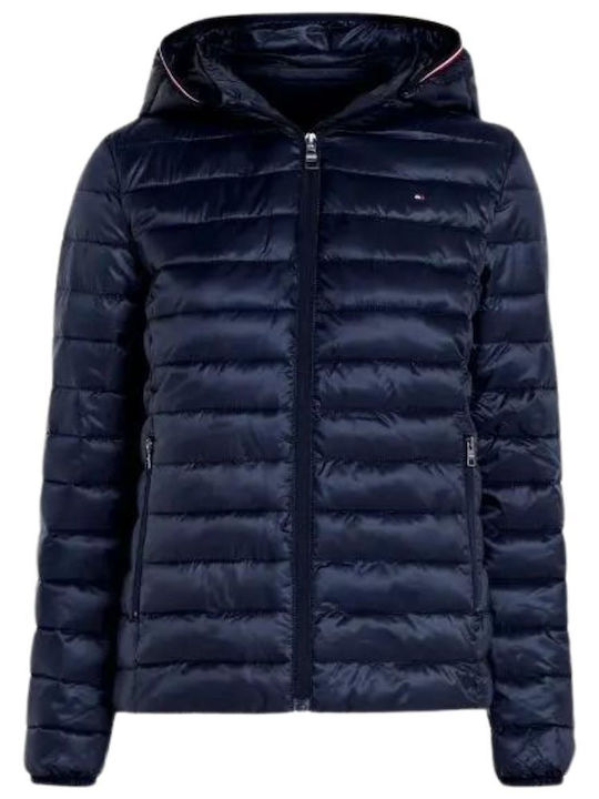 Κοντό Γυναικείο Puffer Μπουφάν για Χειμώνα DarkBlue