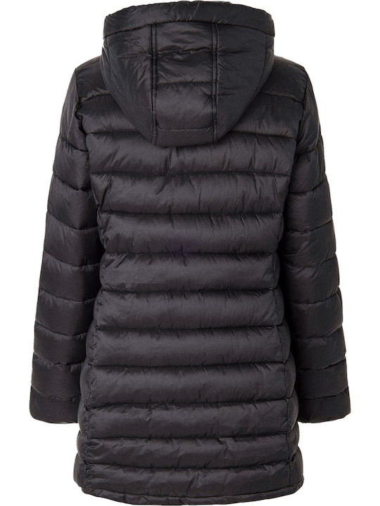 Maddie Lungă Jachetă de femei Puffer Negru