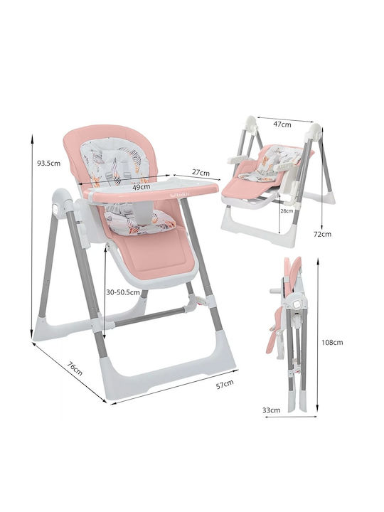 Kidizi Swingy Klappbarer Baby Hochstuhl 2 in 1 Rosa