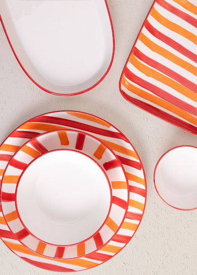 Hermia Plate Shallow Ceramic Multicolour with Diameter 30cm