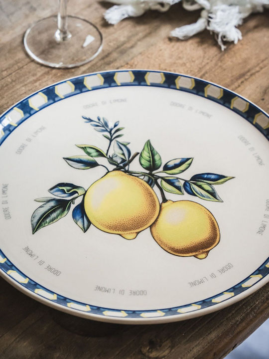 Hermia Plate Shallow Ceramic Multicolour with Diameter 30cm