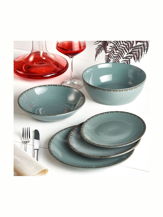 XM-Casa Plate Soup made of Porcelain Blue with Diameter 23cm 6pcs