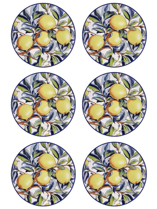 Hermia Plate Desert Ceramic Multicolour with Diameter 19cm 6pcs