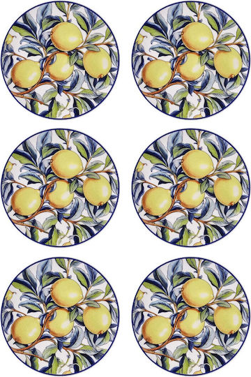 Hermia Plate Desert Ceramic Multicolour with Diameter 19cm 6pcs