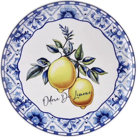 Hermia Plate Shallow Ceramic Multicolour with Diameter 30cm