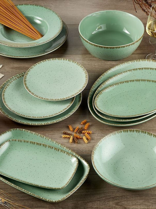 XM-Casa Plate Soup made of Porcelain Green with Diameter 23cm 6pcs