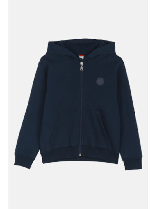 Kinder-Sweatshirt Strickjacke mit Kapuze und Taschen Blau