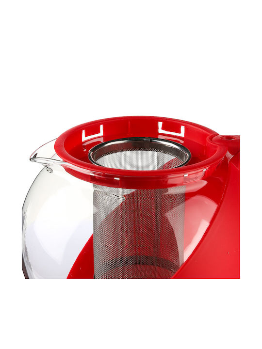 Marva Τσαγιέρα με Φίλτρο Γυάλινη Κόκκινη 1250ml