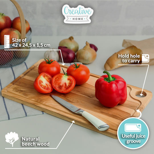 Creative Home Large Wooden Cutting Board Meat 42 X 24.5 X 1.5 Cm Cutting Board Groove