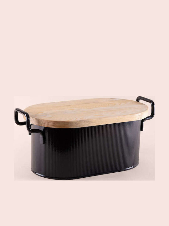 Hermia Brotkasten Metallisch Schwarz 39x22x16cm