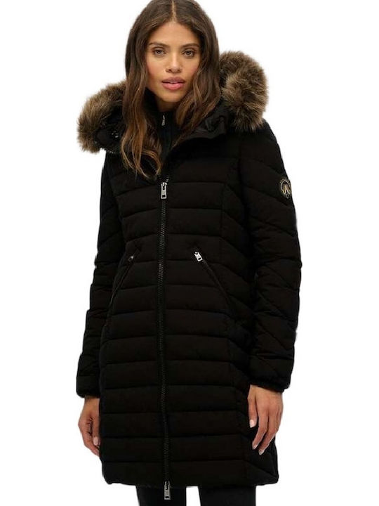 Ovin Fuji Lungă Jachetă de femei Puffer Negru