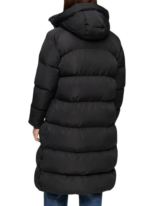 Lang Damen Puffer Jacke für Winter Black