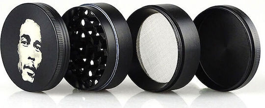 Grinder Τρίφτης «bob Marley» Black 50mm 4 Parts