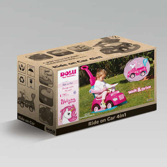 Dolu Unicorn Количка Езда На С Ръкохватка За Родител За 12+ Месеца Розова