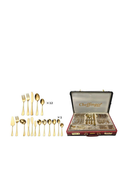 Cheffinger Besteckset Edelstahl Gold 72Stück