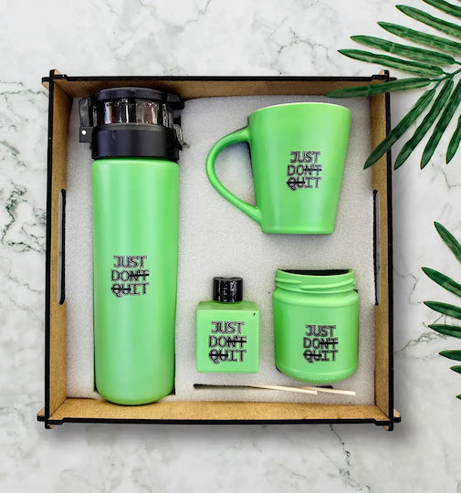 Just Don't Quit Σετ Δώρου Flasche Thermosflasche Glas Grün