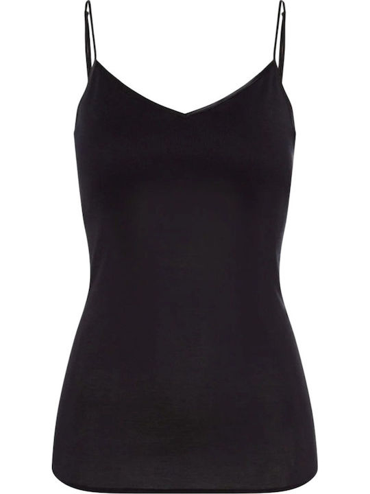 Women's T-Shirt with Spaghetti Strap Black