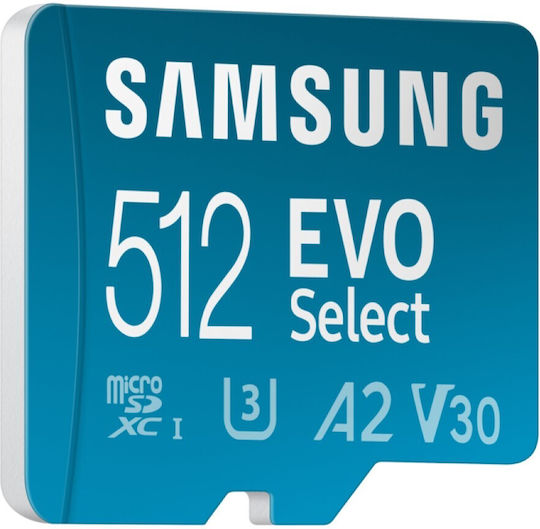 Samsung Evo Select 2024 microSDXC 512GB Klasse 10 U1 Hohe Geschwindigkeit mit Adapter