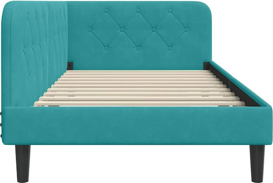 Sofa Bed Single Upholstered with Velvet Turquoise with Slats for Mattress 100x200cm 42016624