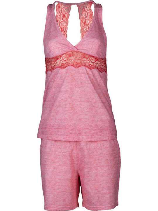Pink Label Καλοκαιρινό Γυναικείο Σετ Πιτζάμας Cherry Blossom