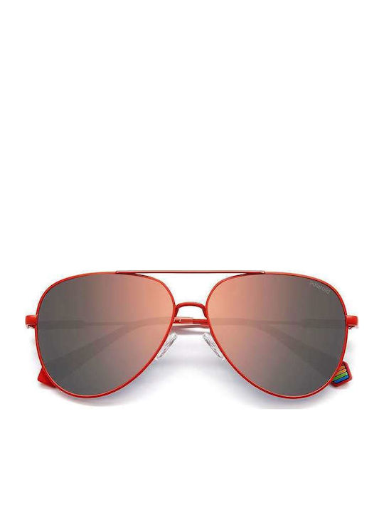 Polaroid Unisex Sonnenbrille mit Rot Metall Gestell und Rosa Polarisiert Linse PLD6187/S C9A/JQ
