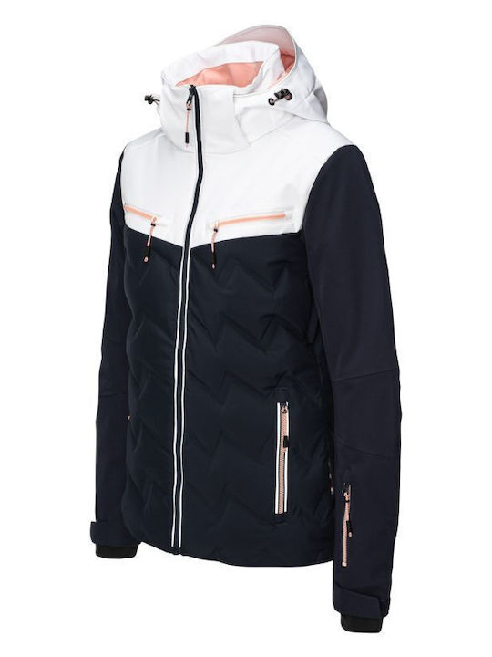 Women's Short Puffer Jacket Waterproof for Winter with Hood Beige