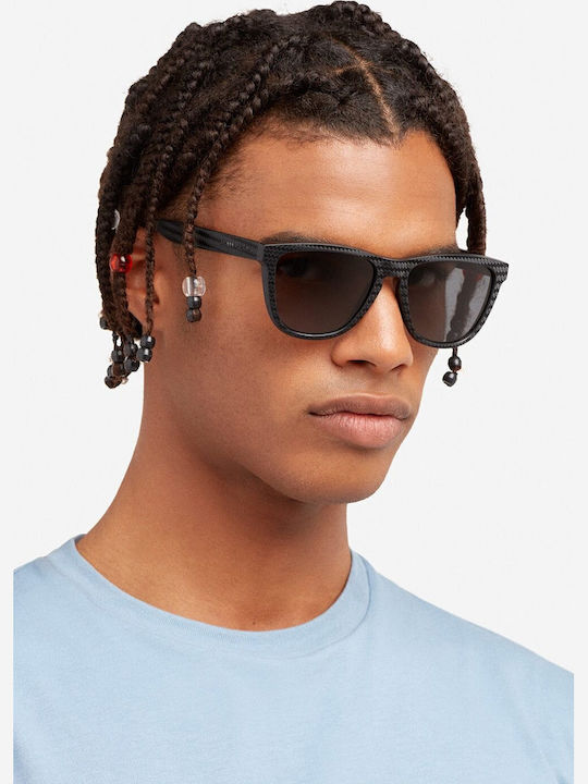 Hawkers One Raw Carbon Fiber Men's Sunglasses with Black Plastic Frame and Gray Polarized Lens NVA3560832
