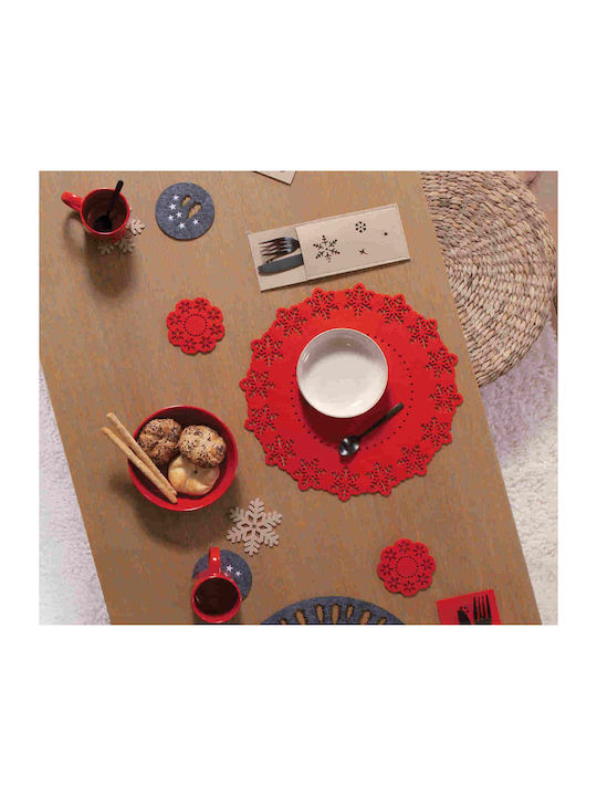 Nef-Nef Homeware Snow Set Christmas Coasters Fabric Red L10xW10xD10cm. 4pcs Nef-Nef Homeware Snow Set Christmas Coasters Fabric Red L10xW10xD10cm. 4pcs